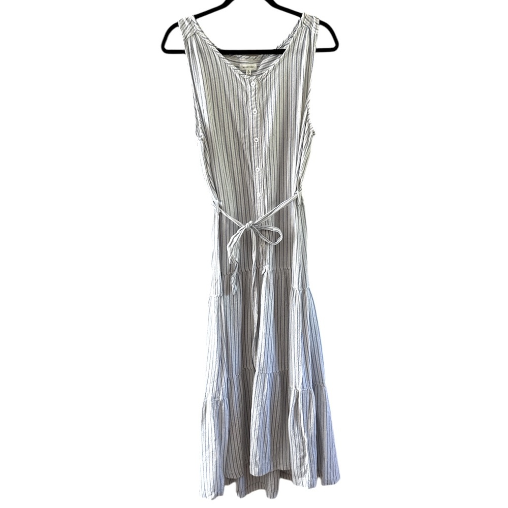 Max Studio Women’s Sleeveless Tiered Cotton Dress With Removable Waist Tie XL